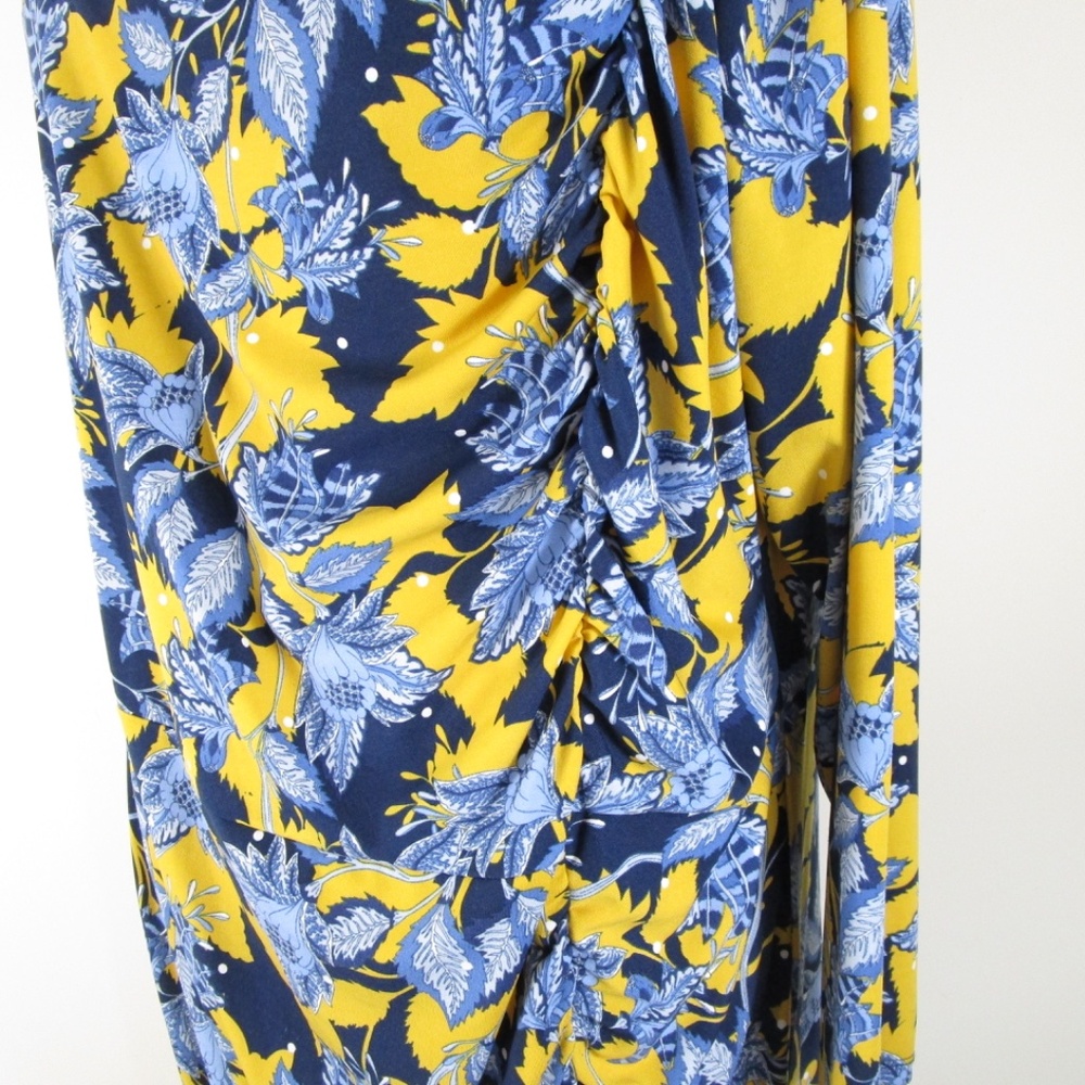 Eloquii Womens Plus Size Navy Blue Yellow Floral Shift Midi Dress Size 26 - Picture 5 of 11